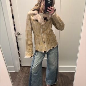 Raffi tan leather fur-lined & trimmed jacket 6